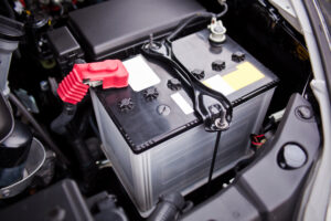 Battery installed near the V8 motor in SUV